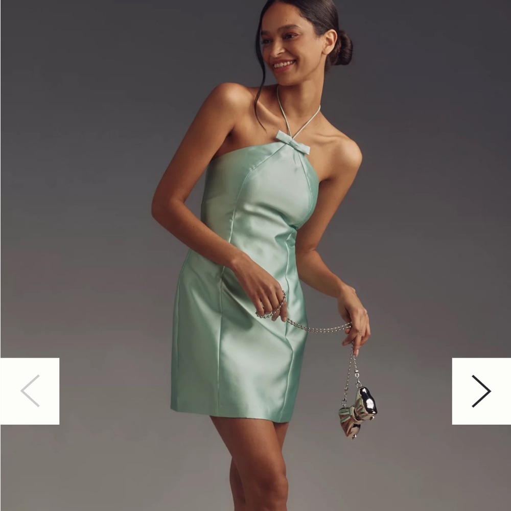 hutch bow halter slim mini dress NWT